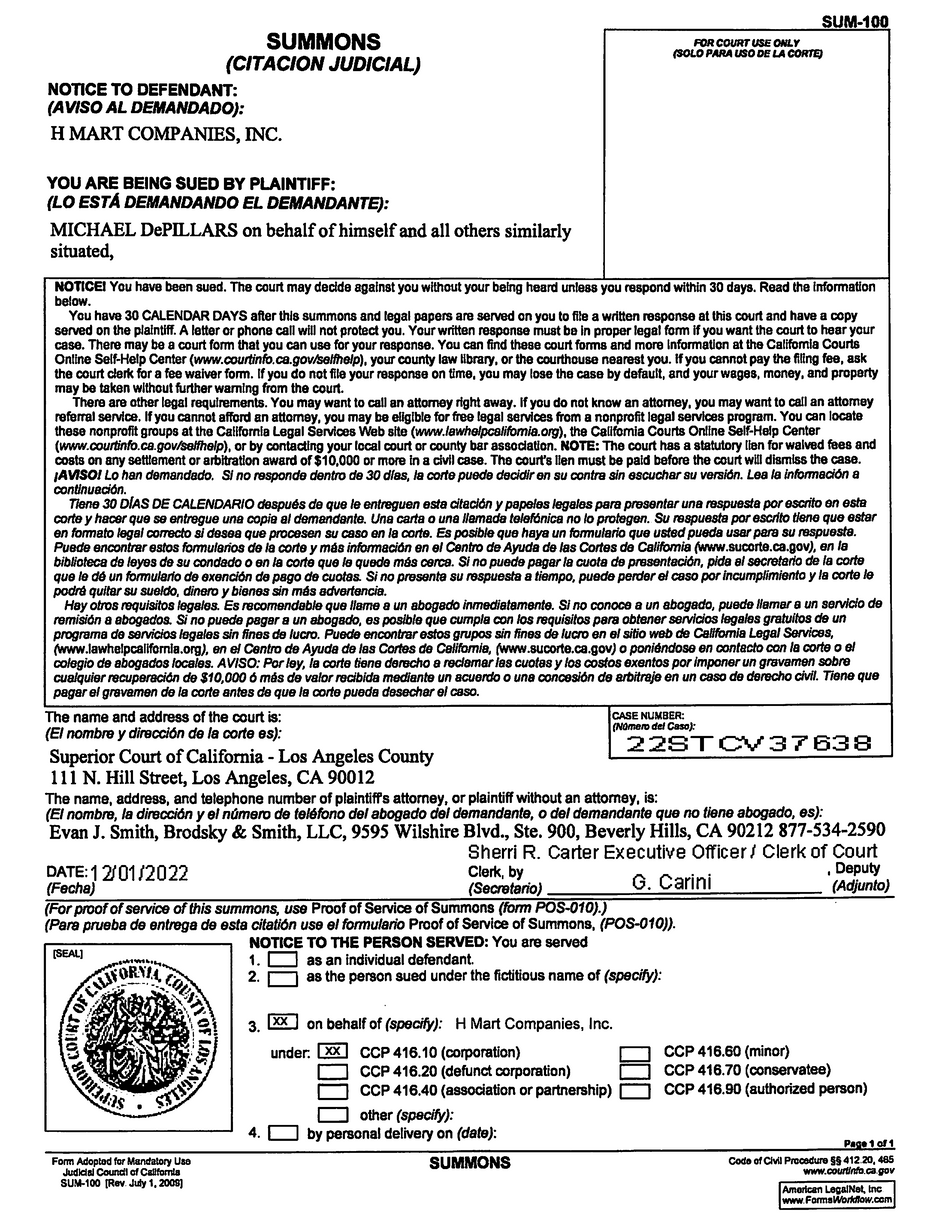 Image of court summons for a lawsuit.